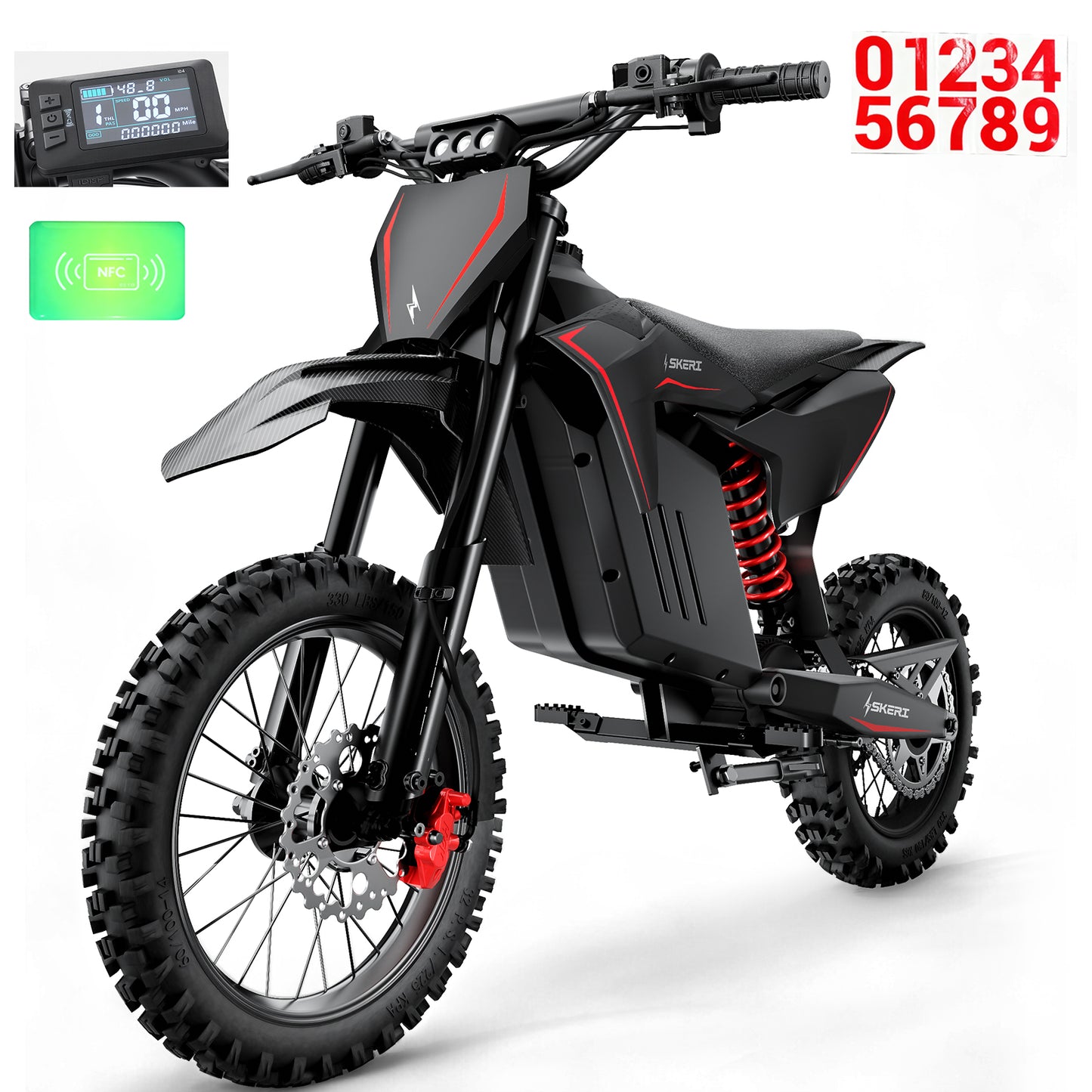 Skeri Electric-Bike for Teens Adults, 14"/12" Fat Tire 2000W (Peak 3200W) Electric-Motorcycle with 48V 21AH Battery Ebike 39MPH Hydraulic Brakes Mountain Off-Road EBike Fit Age 13+