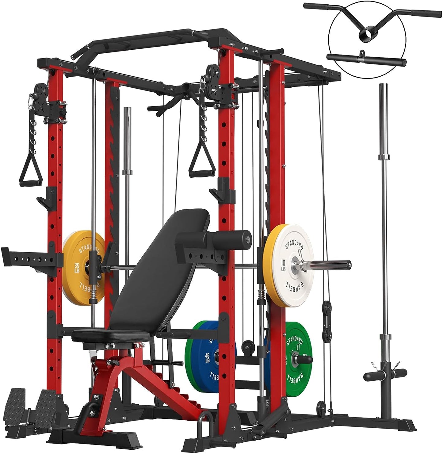 ER KANG Smith Machine Home Gym, 2000LBS Squat Rack with Cable Crossover System, Multi-Function Workout Machine for Home Gym(2023 Version)