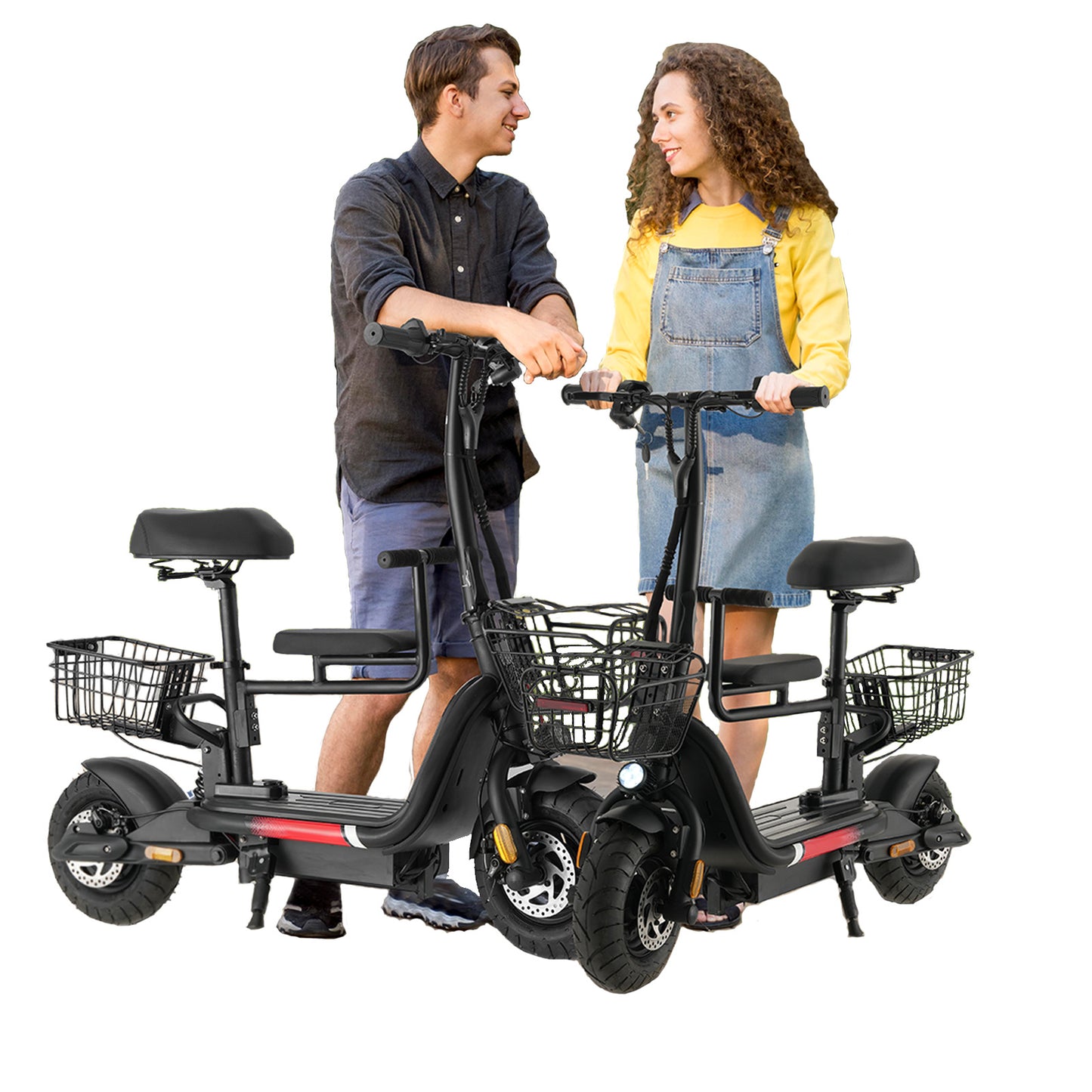 Skeri Electric Scooter for Families – Parent & Child Seats, Dual Storage Baskets,Foldable Handlebar Family Electric Scooter with Bright Front/Rear Lights, 750W 20MPH 25 Mile Distance