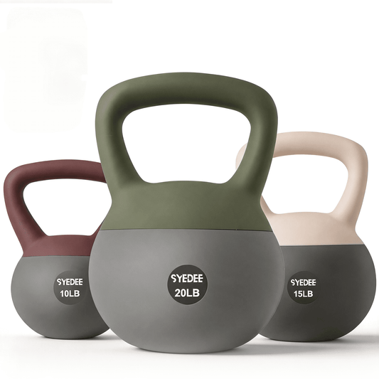 Syedee Soft Kettlebell Set –10lbs, 15lbs, 20lbs Anti-Slip Grip & Wide Handle Design, Gentle Floor-Friendly Impact for Home Functional Training