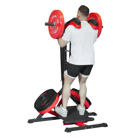 Syedee Leverage Squat/Calf Machine, Leg Exercise Machine with 550 lbs Capacity, Pendulum Squats Machine with Band Hooks, Resistance Method by Plate Loaded