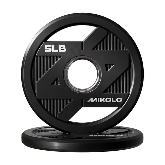 Mikolo Olympic Weight Plates, 2-Inch Rubber Coated Weight Plates with Steel Insert, Durable Barbell Plates for Strength Training & Home Gym Workouts, Includes 2.5LB Pair