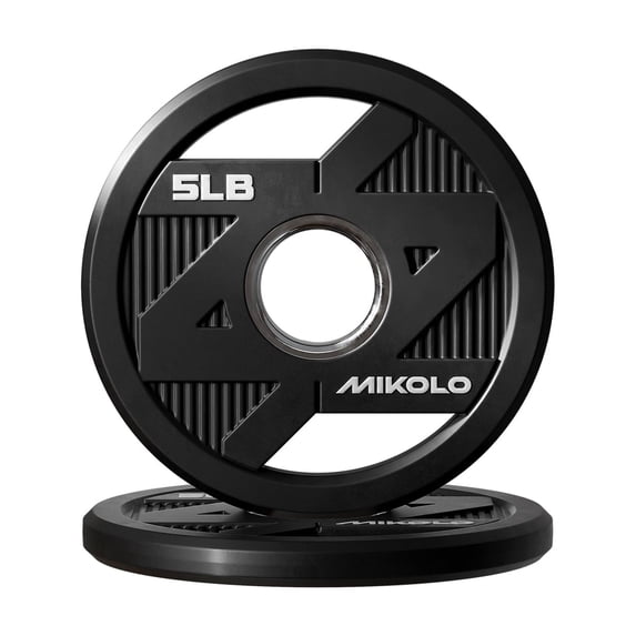 Mikolo Olympic Weight Plates, 2-Inch Rubber Coated Weight Plates with Steel Insert, Durable Barbell Plates for Strength Training & Home Gym Workouts, Includes 2.5LB Pair