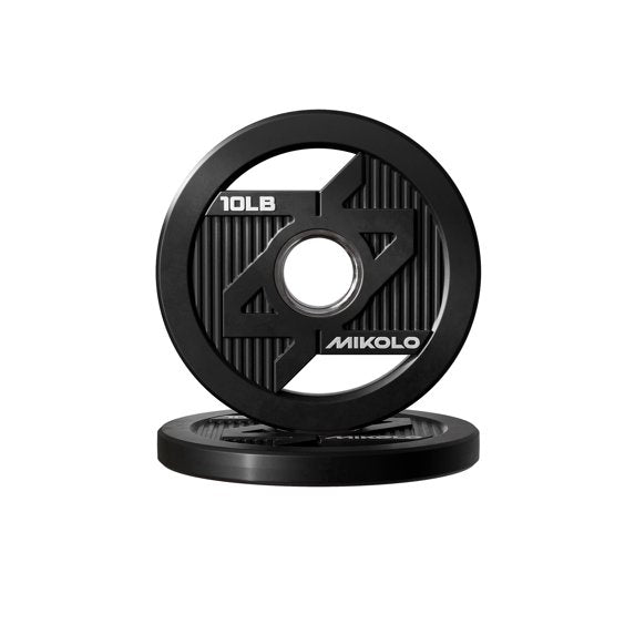 Mikolo Olympic Weight Plates, 2-Inch Rubber Coated Weight Plates with Steel Insert, Durable Barbell Plates for Strength Training & Home Gym Workouts, Includes 2.5LB Pair