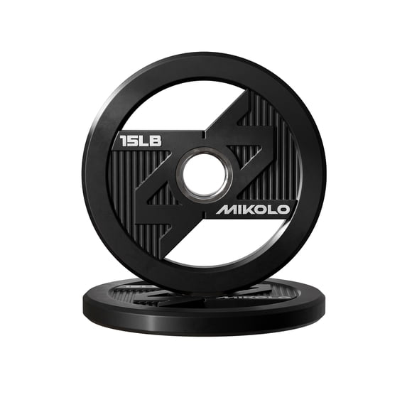 Mikolo Olympic Weight Plates, 2-Inch Rubber Coated Weight Plates with Steel Insert, Durable Barbell Plates for Strength Training & Home Gym Workouts, Includes 2.5LB Pair