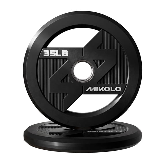 Mikolo Olympic Weight Plates, 2-Inch Rubber Coated Weight Plates with Steel Insert, Durable Barbell Plates for Strength Training & Home Gym Workouts, Includes 2.5LB Pair