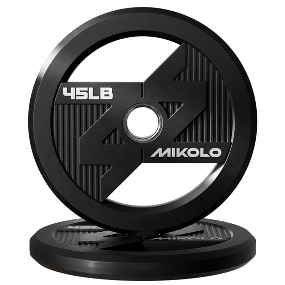 Mikolo Olympic Weight Plates, 2-Inch Rubber Coated Weight Plates with Steel Insert, Durable Barbell Plates for Strength Training & Home Gym Workouts, Includes 2.5LB Pair
