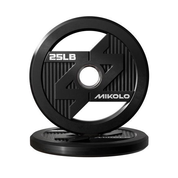 Mikolo Olympic Weight Plates, 2-Inch Rubber Coated Weight Plates with Steel Insert, Durable Barbell Plates for Strength Training & Home Gym Workouts, Includes 2.5LB Pair