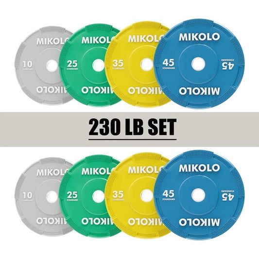 MIKOLO Color Coded Weight Plate 2-Inch Rubber Coated Olympic Grip Plate for Barbell, Solid Cast Iron for Strength Training, Weightlifting, Crossfit, Home Gym, 5LB, 2.5LB Pair