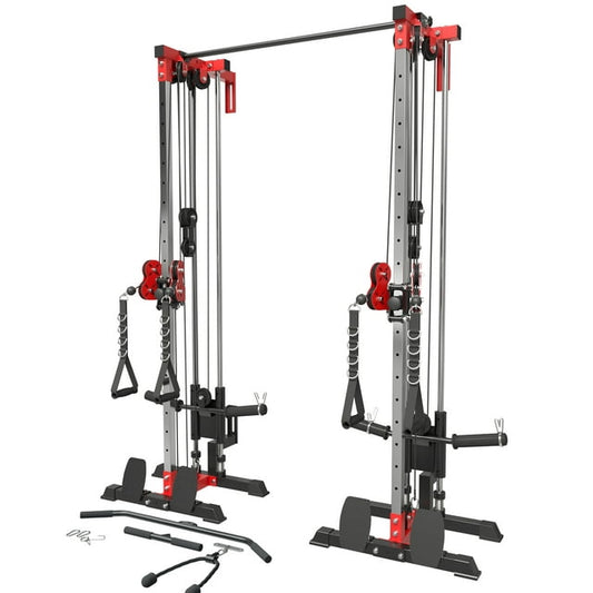 Mikolo Cable Crossover Machine Home Gym, 400 lbs Wall Mount Cable Station Fit 1"/2" Plates,Lat Pull Down Machine with 18 Positions Dual Pulley System for Home Gym Equipment