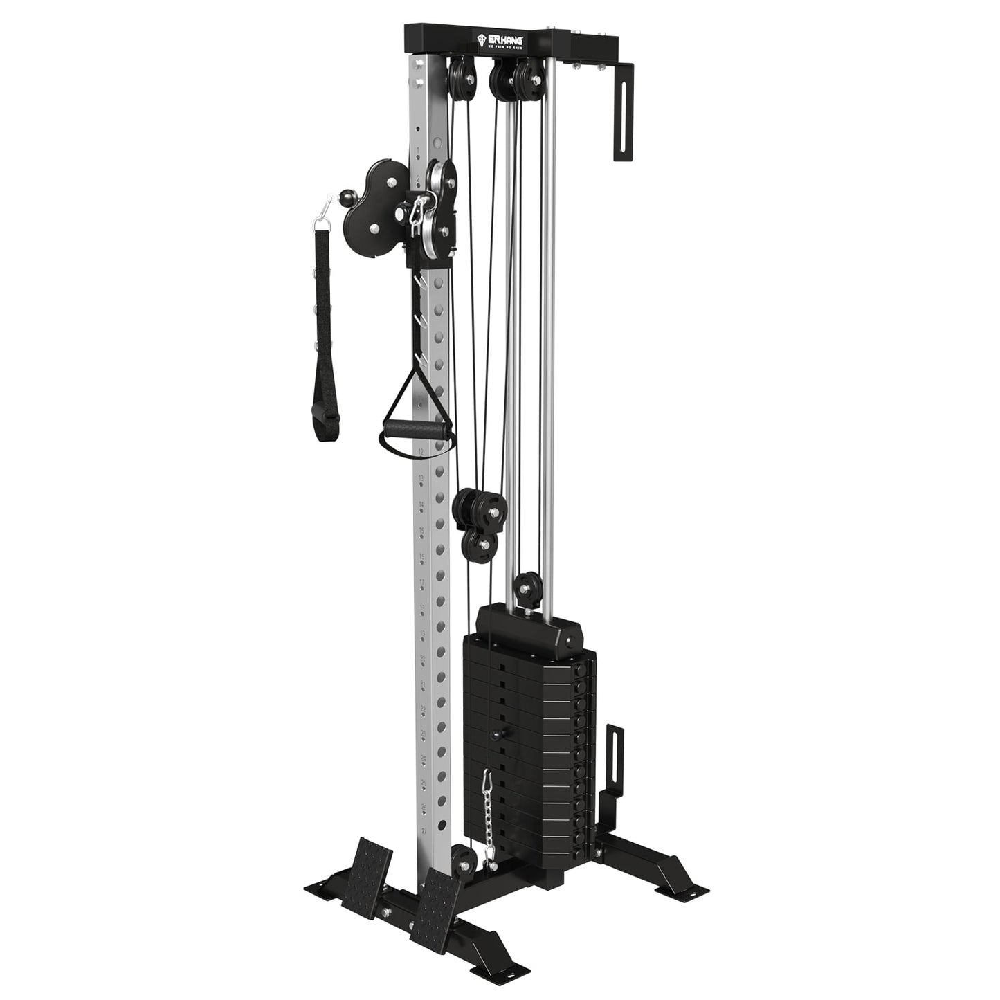 Mikolo Cable Crossover Machine Home Gym, Wall Mount Cable Station with 220LBS Weight Stack,Lat Pull Down Machine with 27 Positions Dual Pulley System