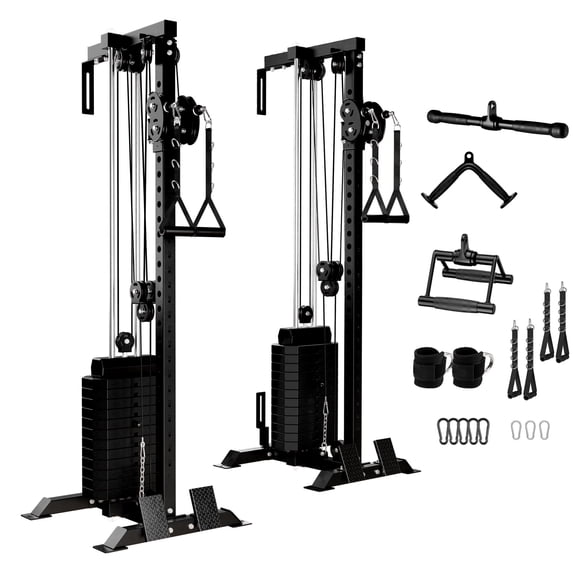Mikolo Cable Crossover Machine Home Gym, Wall Mount Cable Station with 200LBS Weight Stack,Lat Pull Down Machine with 27 Positions Dual Pulley System