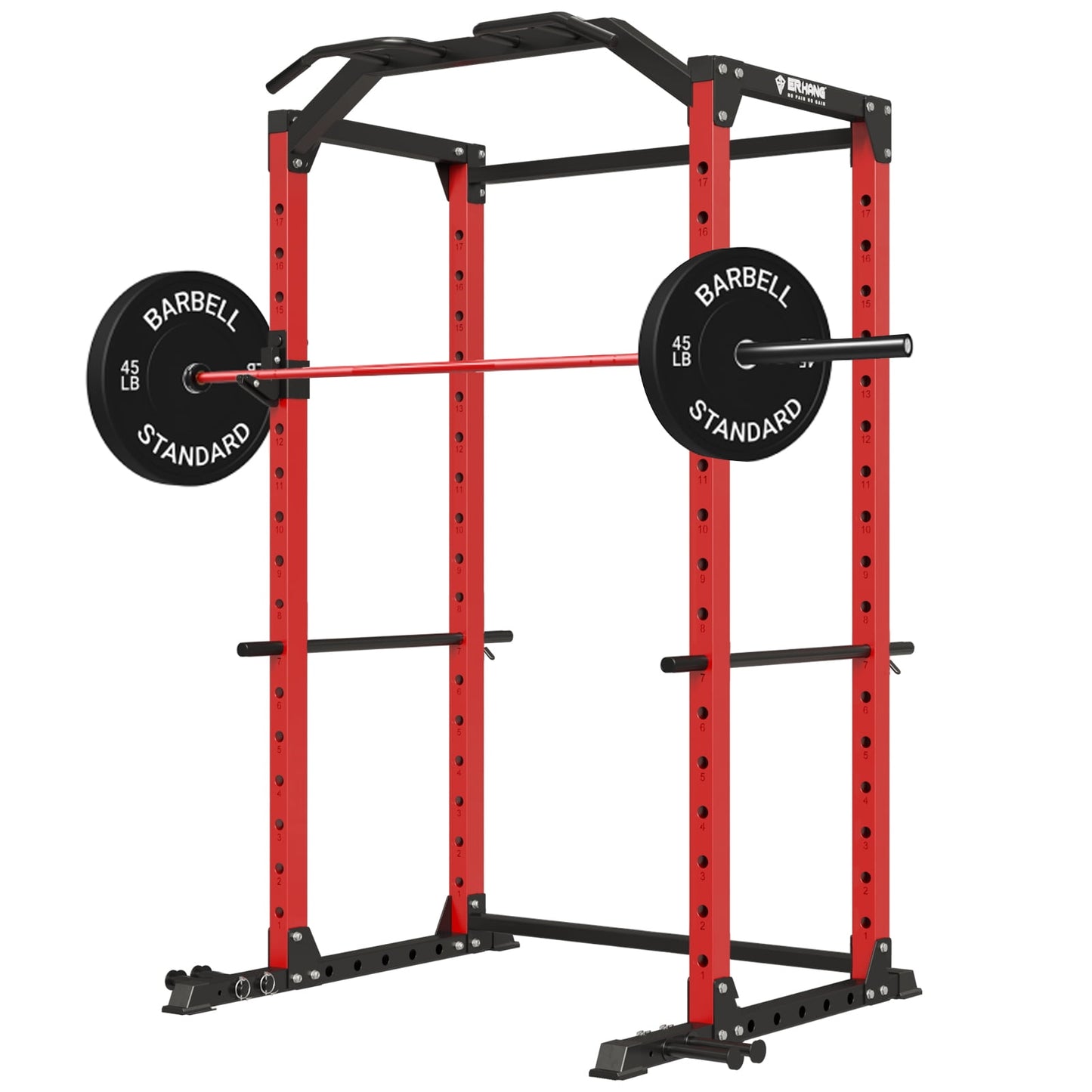 Mikolo Power Rack Cage with LAT Pulldown System,1200LBS Capacity Power Rack, Multi-Functional Squat Rack with 13-Level Adjustable Height and J-Hooks, Dip Bars, T-Bar, Gym Equipment (Upgraded)