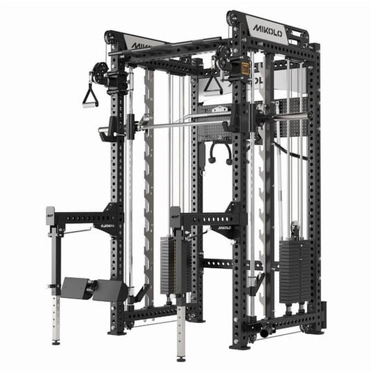 Mikolo Anubis-2.0 Smith Machine with Weight Stack, 3“×3” All-in-One Power Cage with LAT Pulldown & Cable Crossover, 3200LBS Multi-Function Trainer with Aluminum Pulley System for Fitness Home Gym
