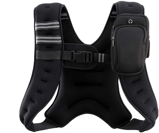 Mikolo Weighted Vest 8Lb, 12Lb, 16lb, 20lb, Black, Adjustable, Unisex Sizing