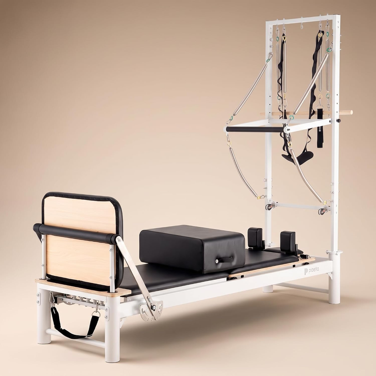Paeta Pilates Reformer, Pilates Reformer Machine with Tower & Mat, Pilates Equipment for Home Workout and Studio, with Reformer Accessories, Sitting Box, Jump Board
