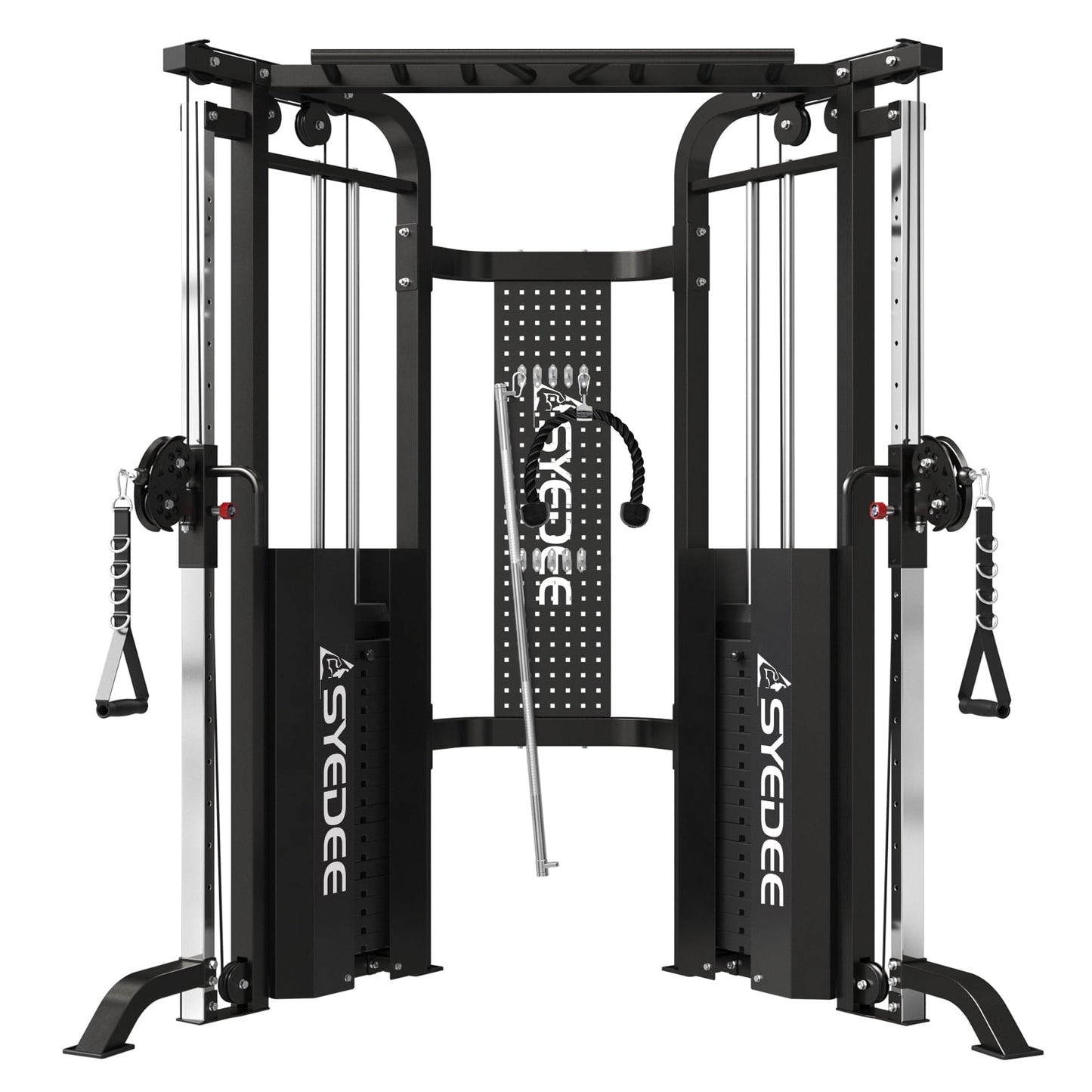 Syedee Functional Trainer Cable Machine, 2000LBS Cable Crossover Machine with Pulley System, Multi-Functional Chest Fly Machine with 400 LBS Weight Stacks, Commercial Grade Training Equipment