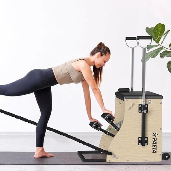 Syedee Pilates Reformer Machine, Wood Pilates Machine Bed Yoga Exercise Strength Training Equipment for Home Workout