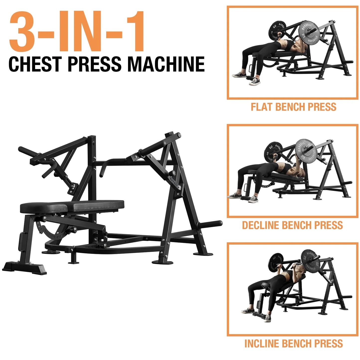 Syedee 3-in-1 Chest Press Machine, 1500LBS Capacity with Independent Converging Arms,Flexibly Adjustable Bench Position for Personalized Workout Experience