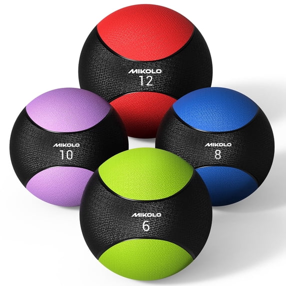 MIKOLO 2lb Weighted Medicine Ball, Non-Slip Rubber Exercise Ball with Dual-Texture Grip for Core Strength, Balance, Functional Fitness, HIIT, Strength Training & Home Gym, Multiple Weight Options