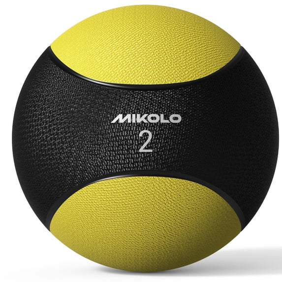 MIKOLO 2lb Weighted Medicine Ball, Non-Slip Rubber Exercise Ball with Dual-Texture Grip for Core Strength, Balance, Functional Fitness, HIIT, Strength Training & Home Gym, Multiple Weight Options