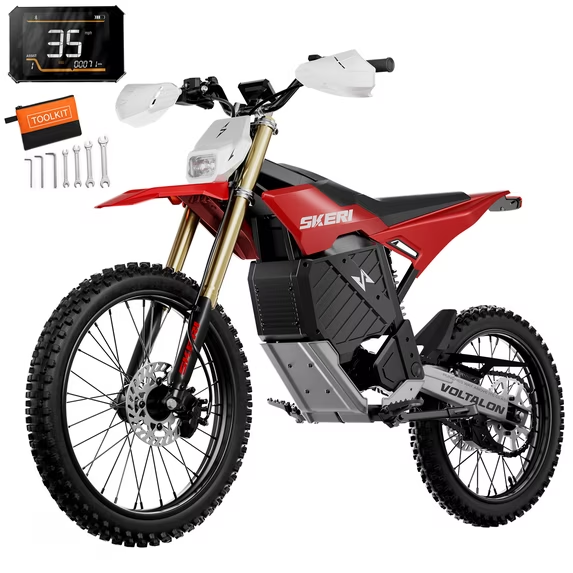 Skeri Electric Dirt Bike for Adults, 19"/17" Fat Tire 3000W (Peak 6500W) 72V 30AH Battery 50MPH Hydraulic off-Road Age 16+ (Yellow)