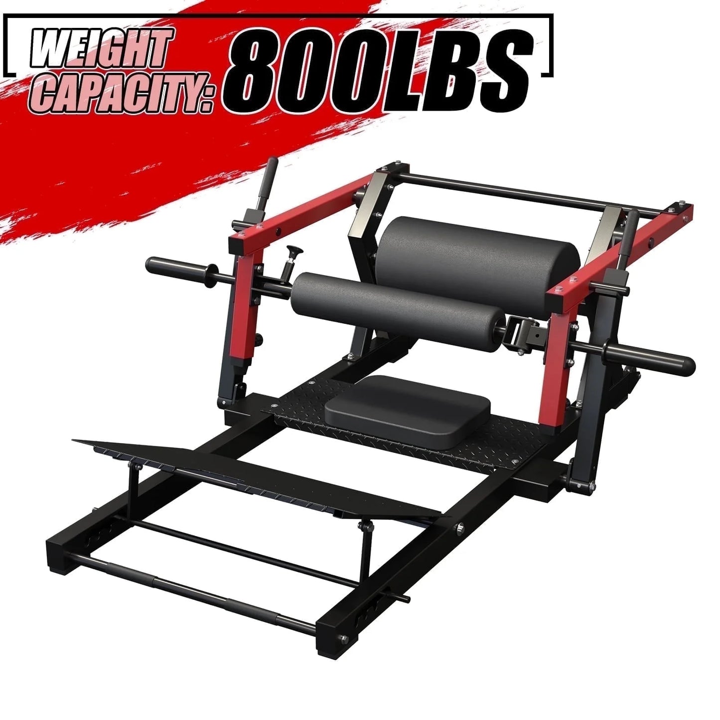 Syedee Glute Bridge & Hip Thrust Machine, 800LBS Plate-Loaded, Heavy Duty Butt Exercise Equipment with Weight Holder&Adjustable Footboard, for Glute Muscles Building and Butt Shaping, Red