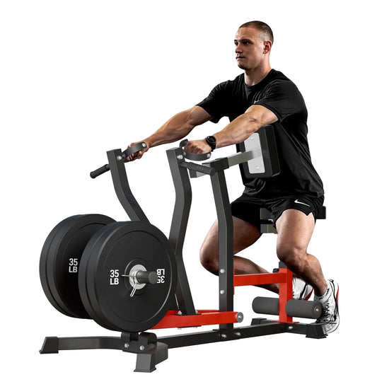 Syedee Seated Row Machine, Plate Loaded Lat and Back Workout Equipment with Adjustable Positions and Rotating Handles