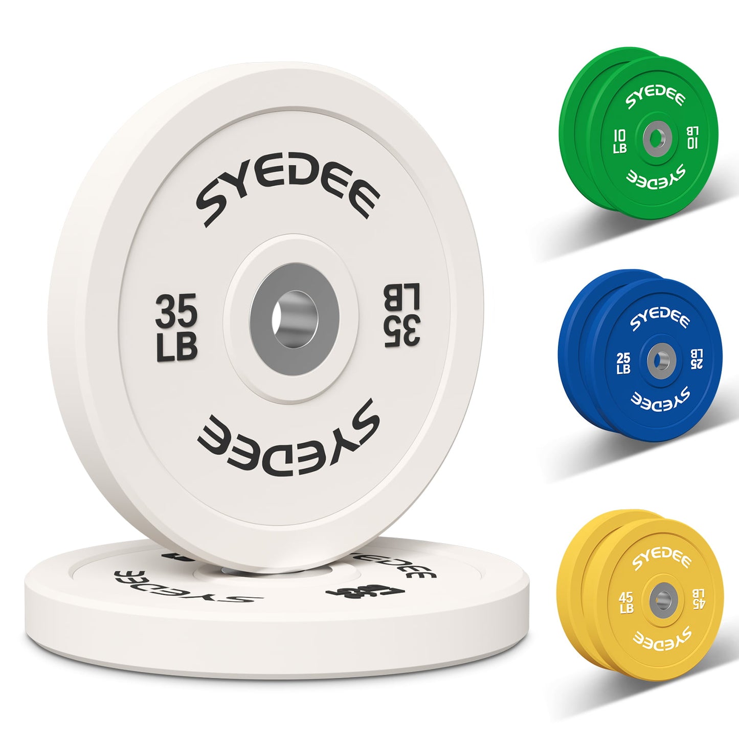 syedee Bumper Plates, 2-Inch Olympic Weight Plates for Weight Lifting and Strength Training, 230 lbs Sets