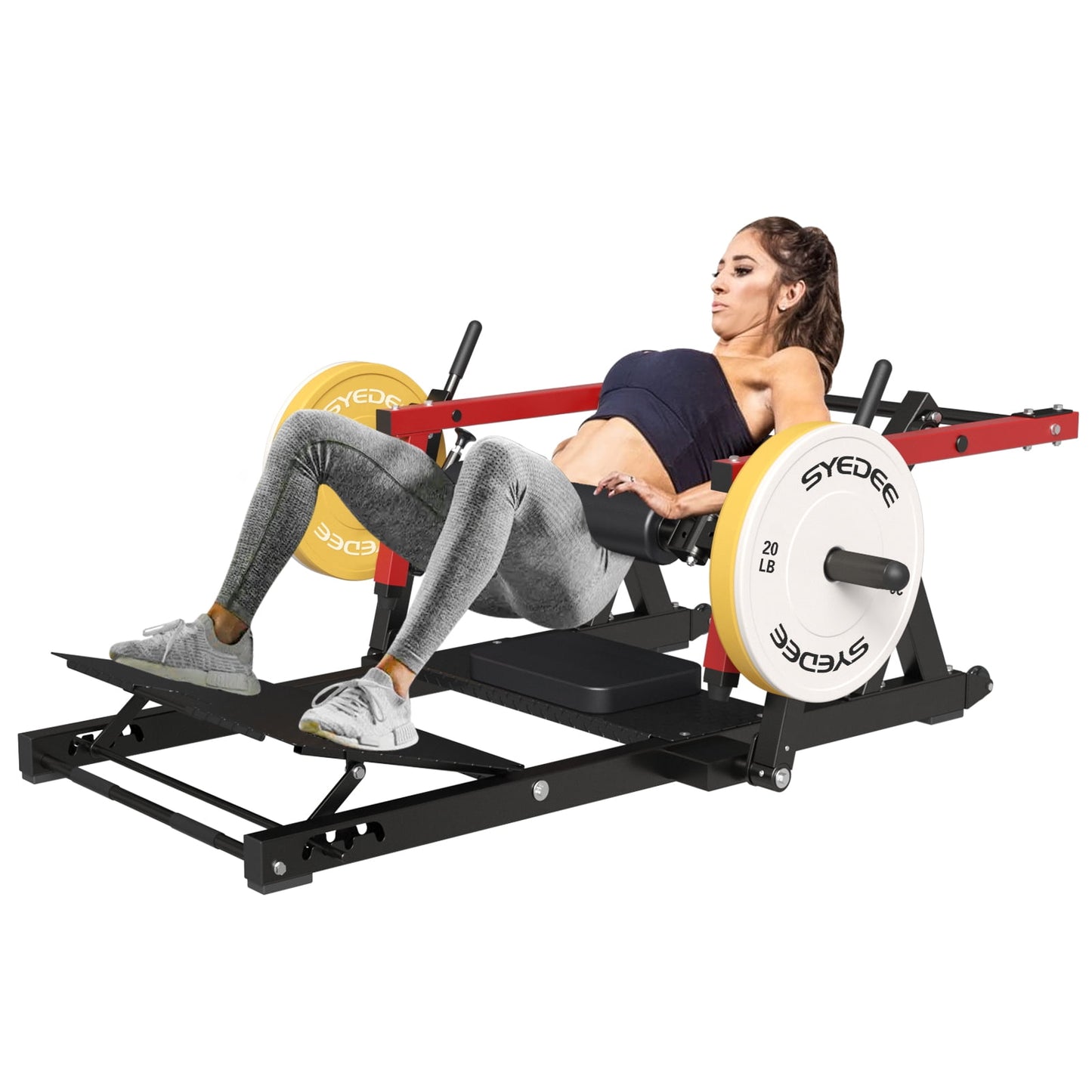 syedee Glute Bridge Machine, Heavy Duty Plate-Loaded Hip Thrust Machine, Glute Drive Machine for Glute Muscles Shaping(Black)