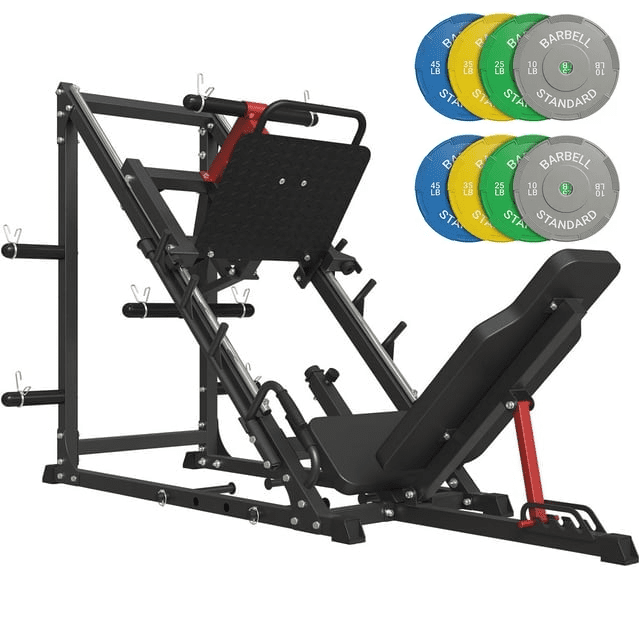 syedee Leg Press Machine with Calf Block, 1500LBS Weight Capacity Adjustable Leg Machine with Resistance Band Pegs and Plate Storages, Workout Equipment for Strength Training