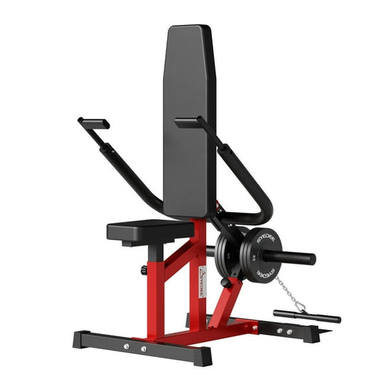 syedee Plate Loadable Seated Dip Machine, Tricep Dip Machine with Cable Bar for Bicep Chest Training Tricep Press, Hold up to 400LBS, Black and Red