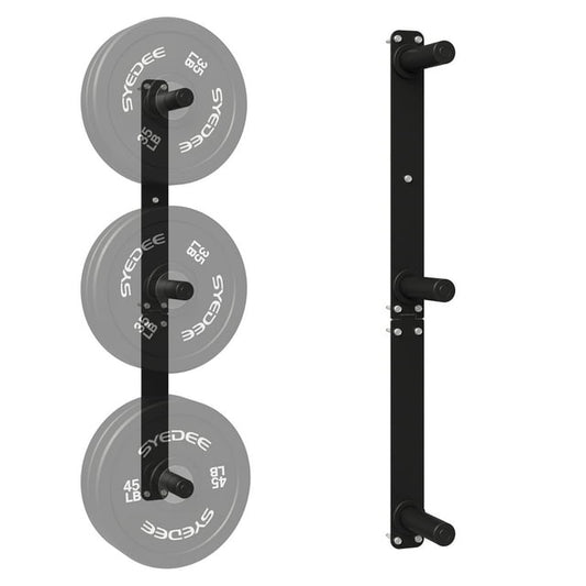 syedee Wall Mounted Weight Plate Storage Rack, 3-Peg Wall-Mounted Vertical Bumper Weight Plate Holder( 1 Pcs)